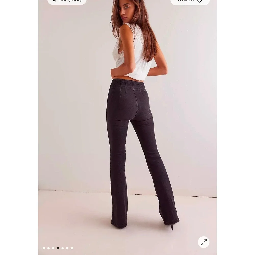 We The Free People Jayde Flare Jeans Washed Black 27 High Rise